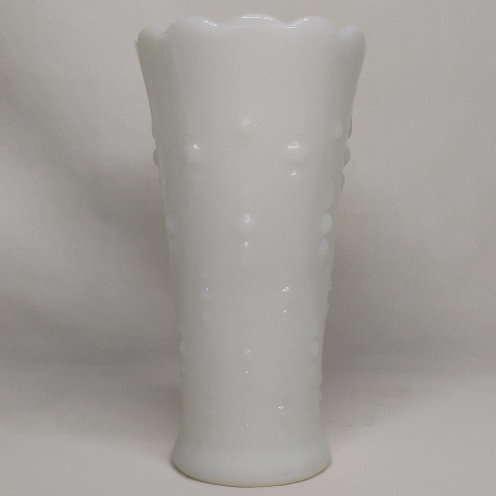 Vintage 1960s Anchor Hocking Milk Glass Beaded White Flower Vase Cottagecore